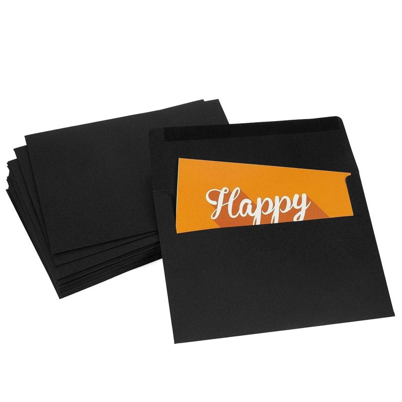 Black 5x7 Envelopes 50-Pack - Matte Water-Activated Seal for Invitations & Cards