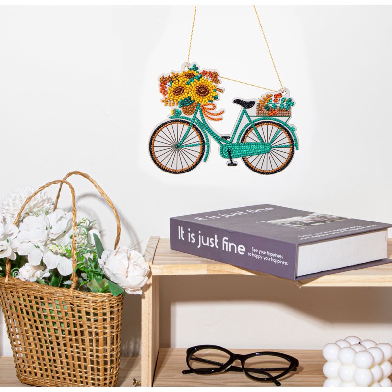 Diamond Painting Kit - Bicycle Wall Plaque with Sunflowers - Home Decor