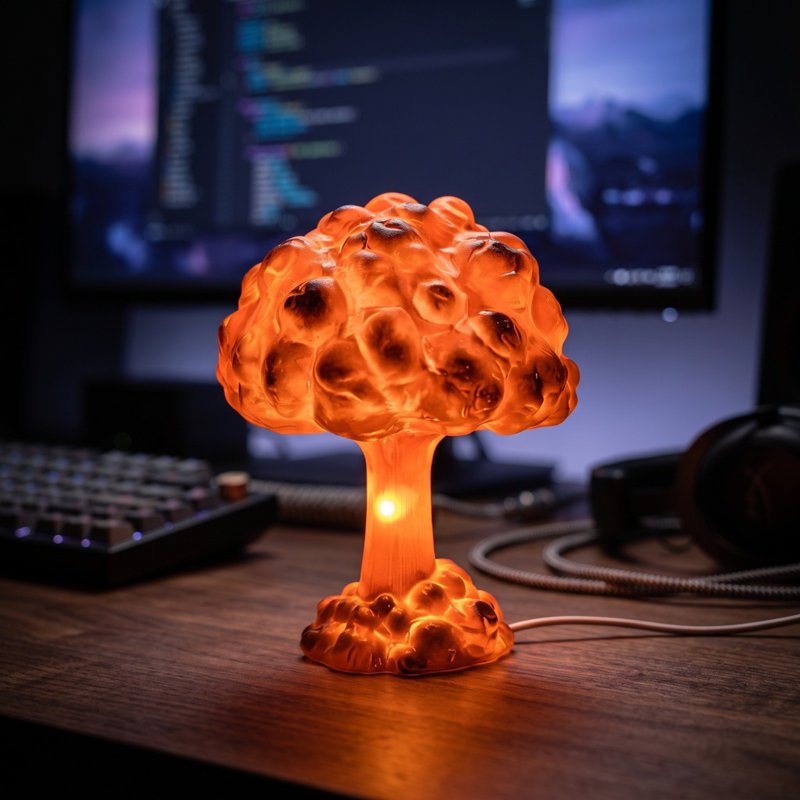 3D Mushroom Cloud Table Lamp - Decorative Resin Night Light for Bedroom & Home