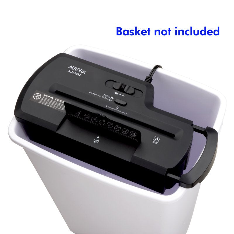 8-Sheet Paper Shredder with CD Destroyer - Strip Cut, No Basket, Home Office