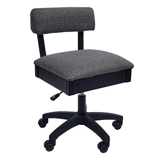 Adjustable Height Hydraulic Sewing Chair with Storage - Lady Gray Upholstery