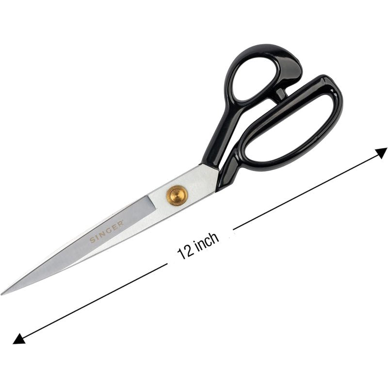 12-Inch Tailor Scissors - Heavy Duty Chrome-Plated Blades & Rubber Handles