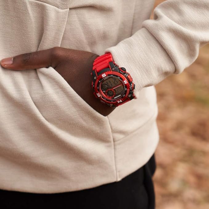 Men's Red Sport Wristwatch with Water-Resistant Silicone Band
