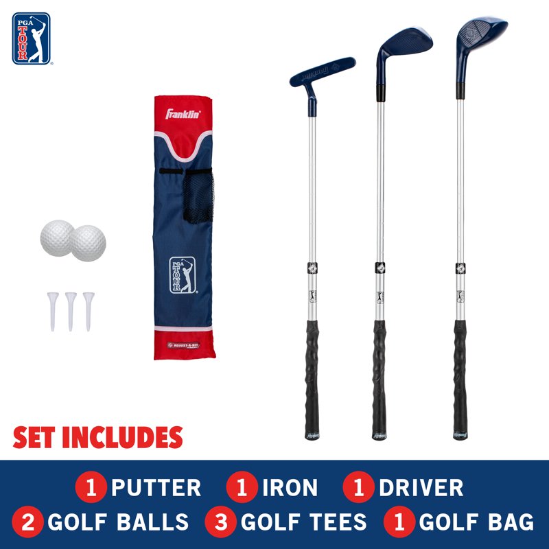 Kids Golf Set with Adjustable Clubs, Bag & Balls - Youth Golf Kit for Beginners