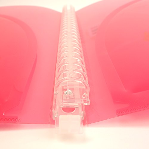 Slim Colorful B5 Double Pocket Binder with 26 Holes - Pink, Blue, Clear