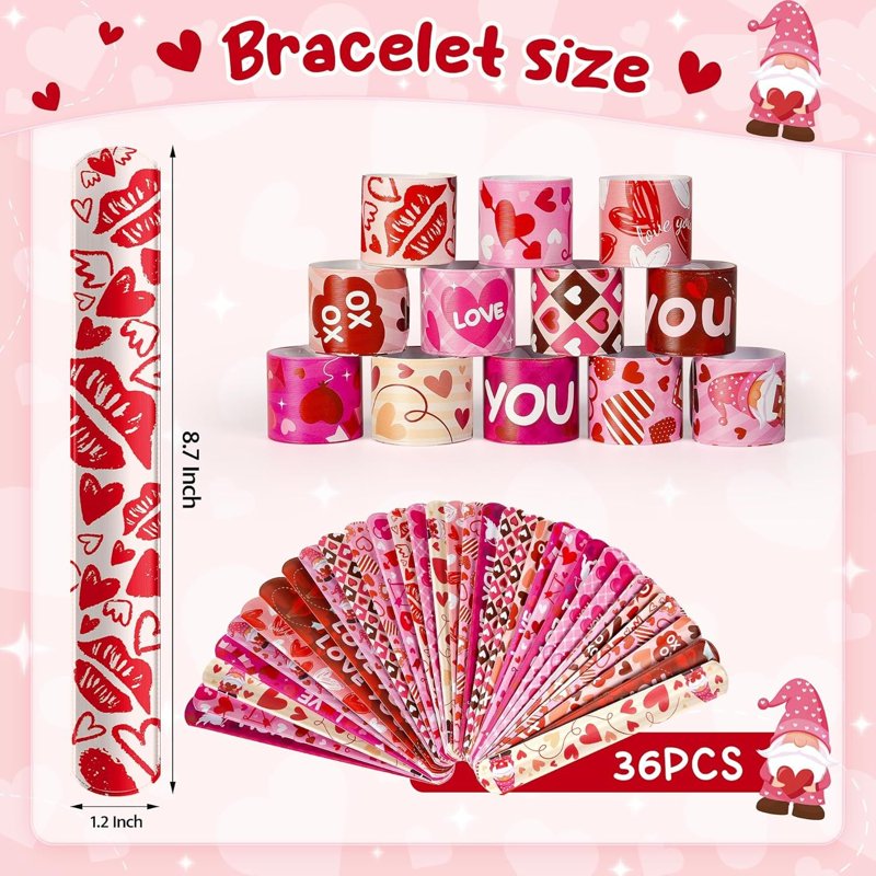 36Pcs Easter Slap Bracelets Bulk Set with Bunny, Egg & Flower Designs
