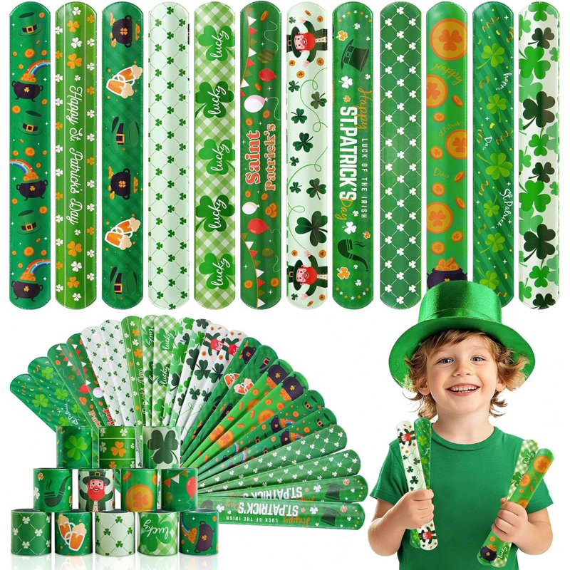 36Pcs Easter Slap Bracelets Set - Bunny, Egg & Flower Designs for Kids & Parties