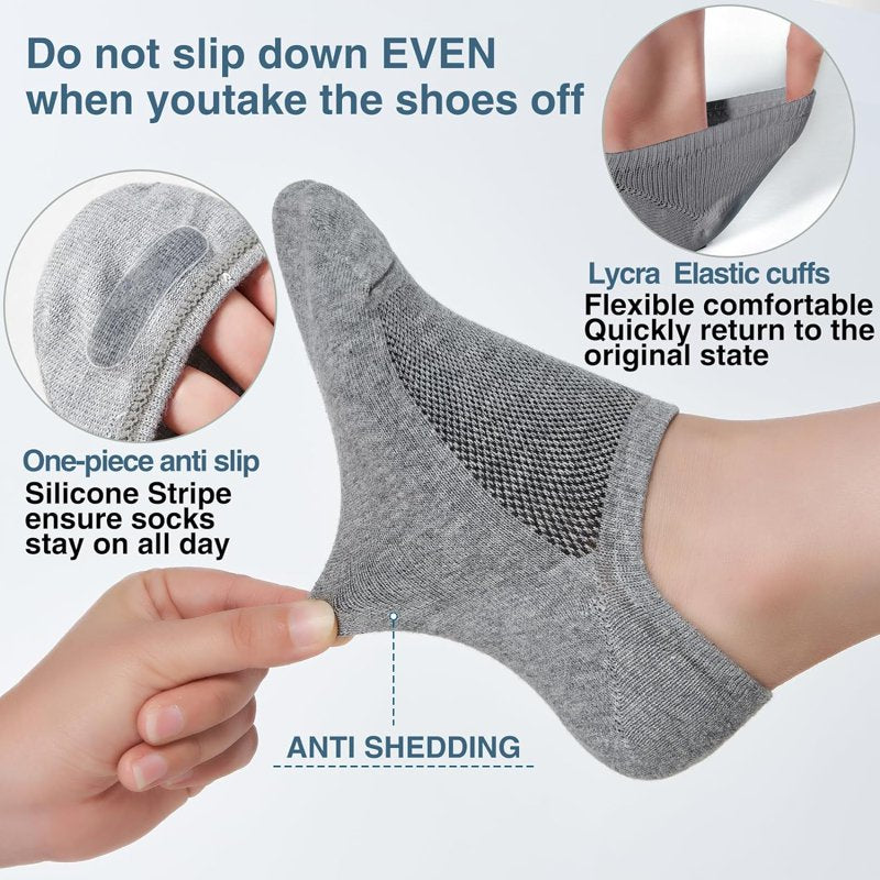 No Show Men Socks 8 Pairs - Thin Low Cut Invisible Liners for Sneakers