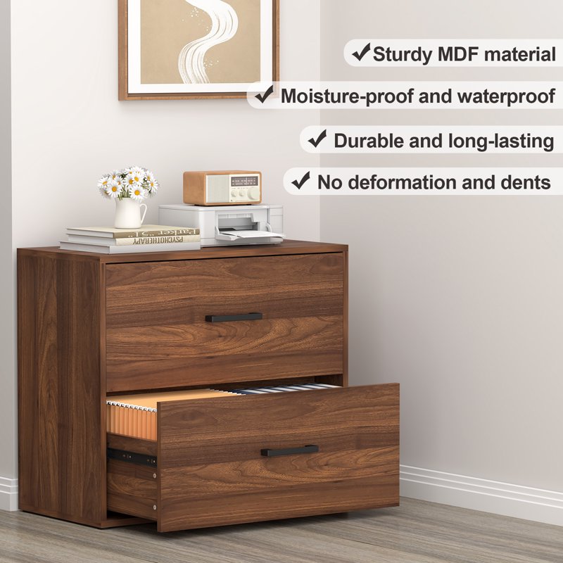 Wooden 2-Drawer Lateral File Cabinet for Office & Home Storage