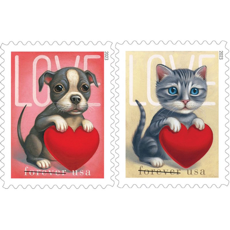USPS Forever Postage Stamps Love 2023 Sheet of 20 Valentine Pet Wedding Celebration