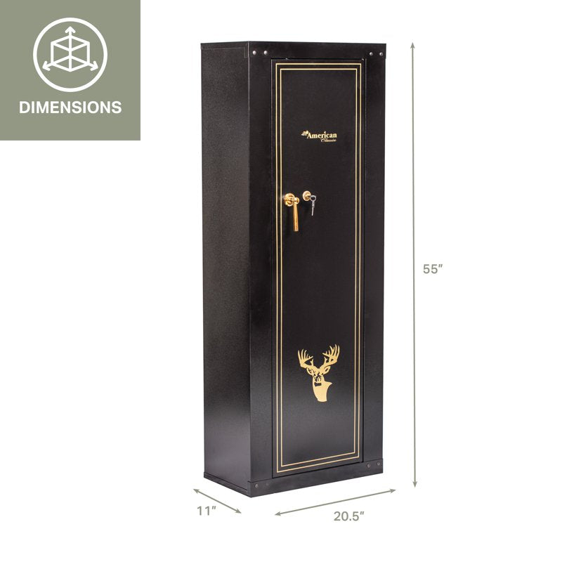 10-Gun Metal Safe Cabinet with Key Lock - Secure Rifle & Shotgun Storage