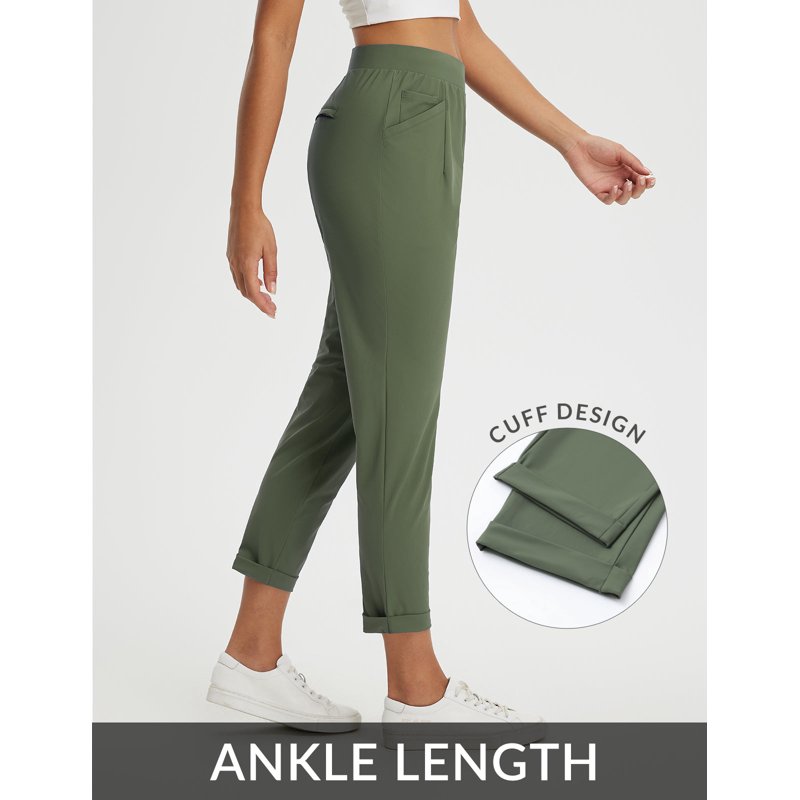 Womens Golf Pants with Pockets Ankle 7/8 Slim Fit 2XL Green