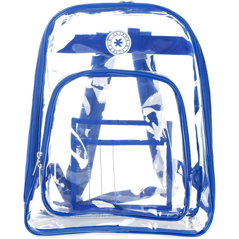 Heavy Duty Clear PVC Backpack Security Bag for Work & School - Royal Blue