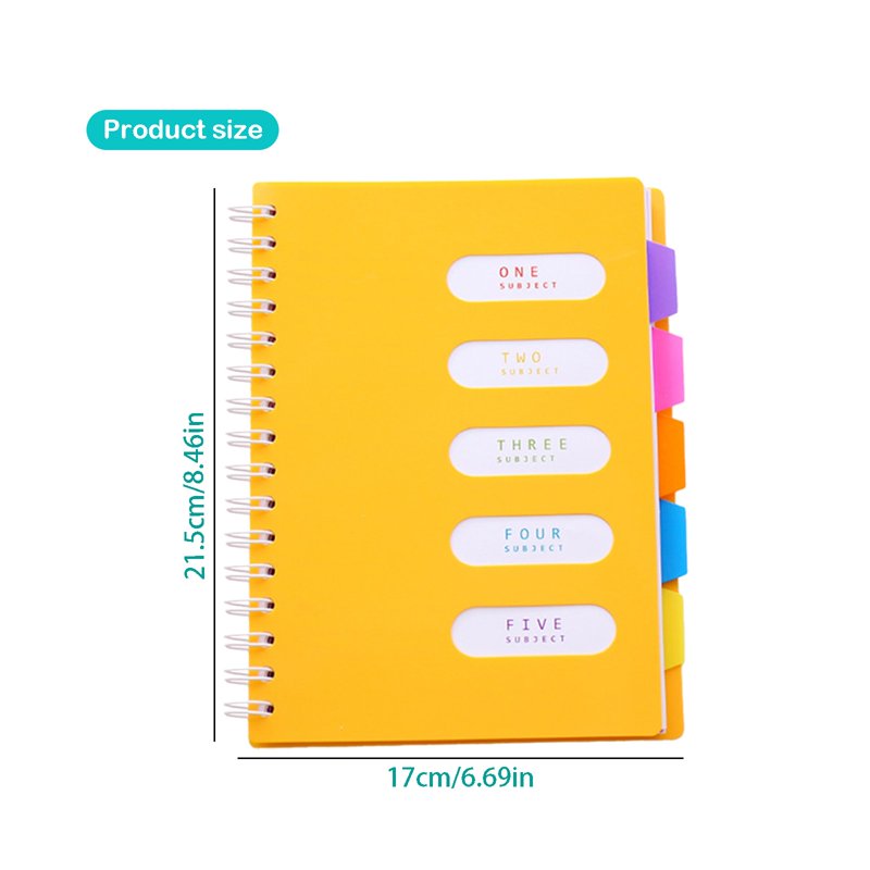 A5 Wide Ruled Spiral Notebook with Divider Tabs - 240 Pages, Hardcover, Blue