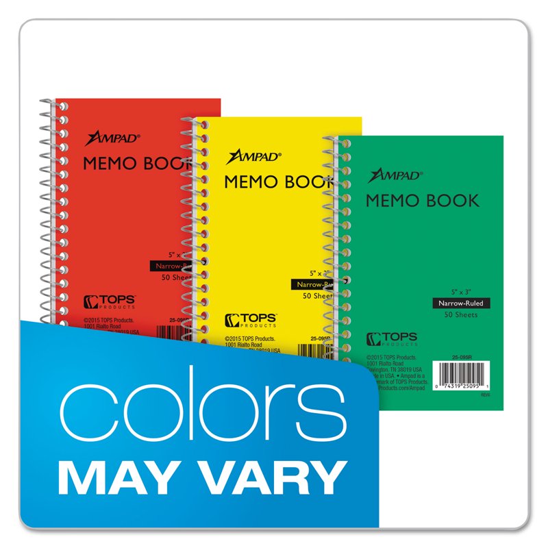 Memo Book 5 x 3 Inches Narrow Rule Spiral Bound White Paper