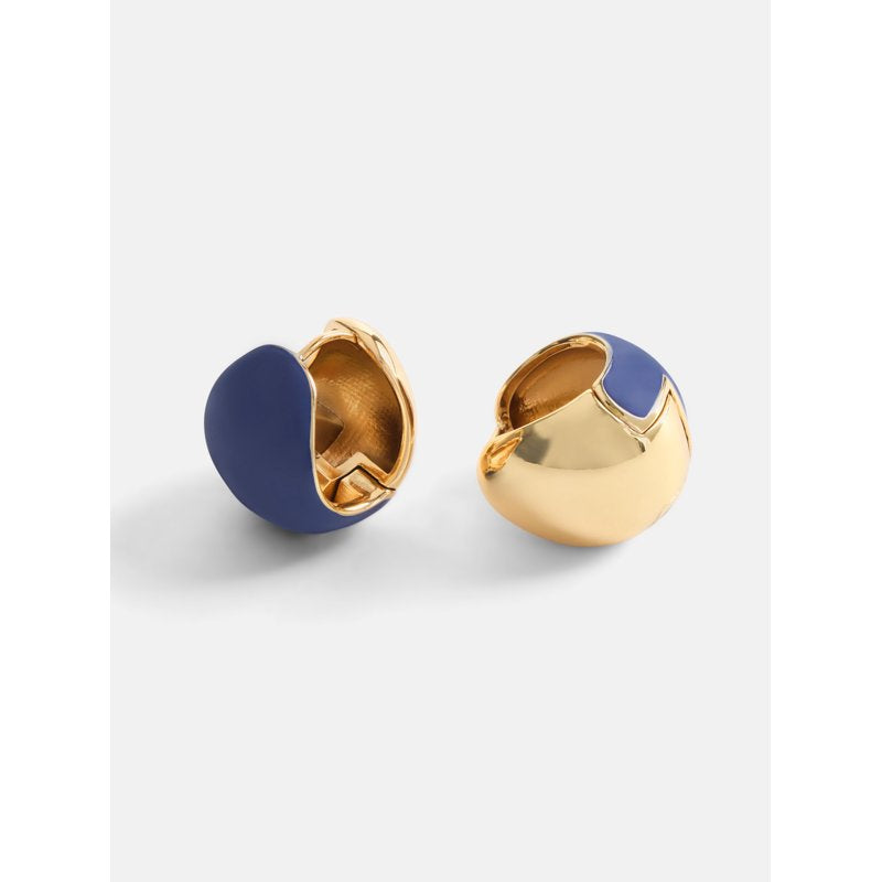 Two-Tone Hoop Earrings for Women - Hypoallergenic, Chunky, Gold & Enamel