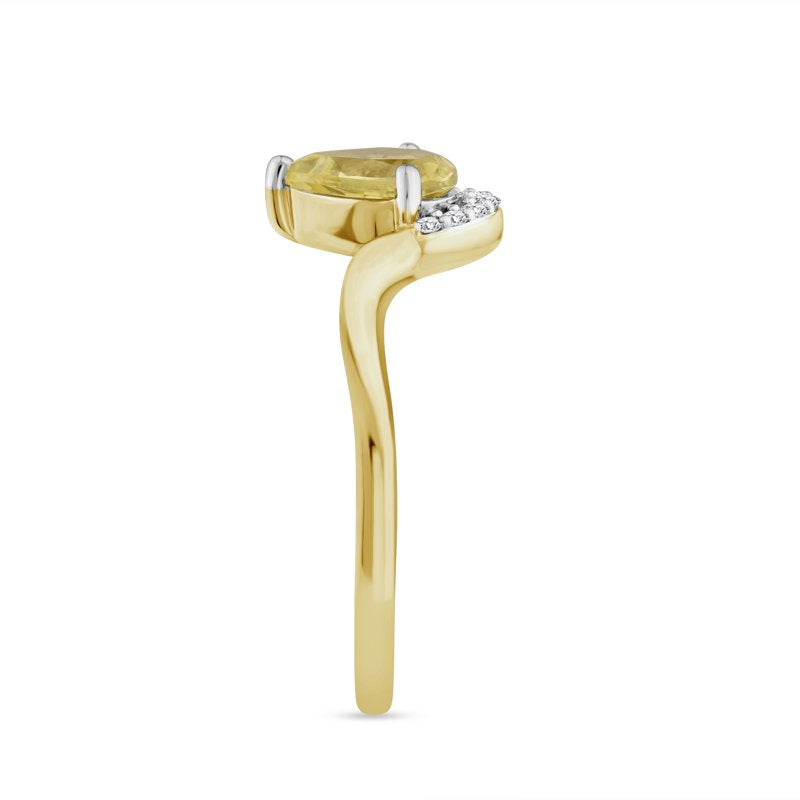 Yellow Sapphire and Lab Grown Diamond Accent Ring in 14K Gold-Plated Sterling Silver - Women’s Jewelry