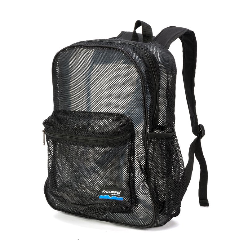 Unisex Mesh School Backpack with Large Zipper & Side Pockets - Black, Navy, White, Royal
