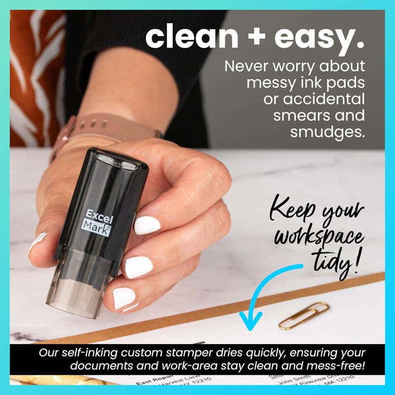 Round Teacher Stamp Smiley Face 1 - Refillable Red Ink Office Stamp