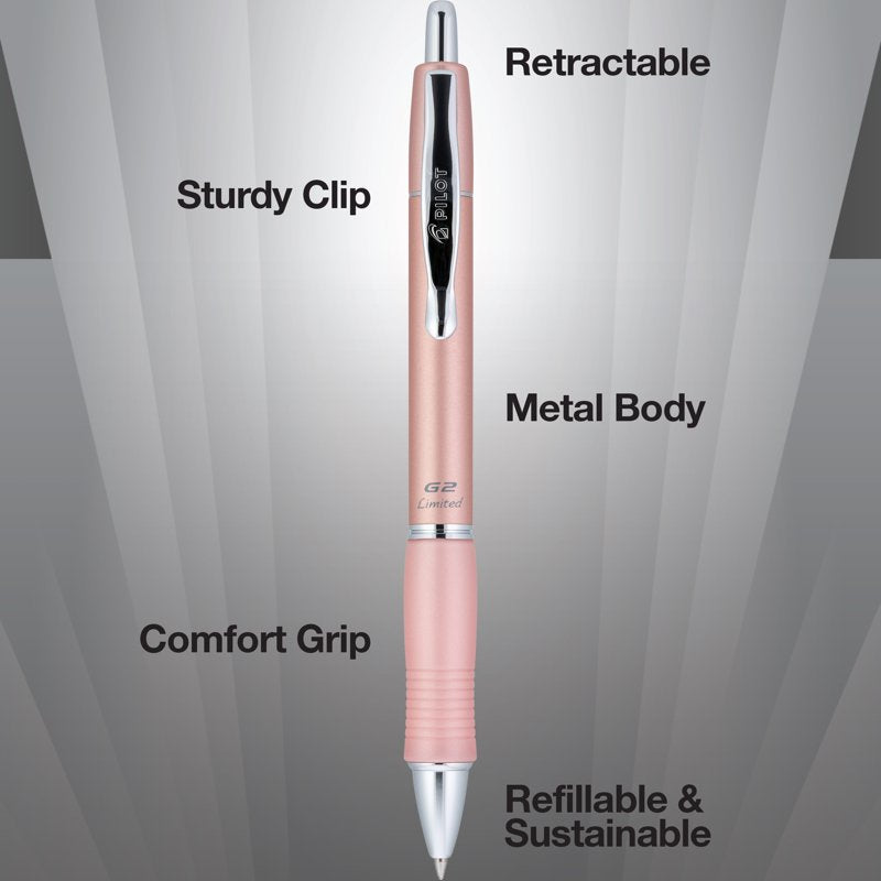 Premium Rose Gold Gel Pen 0.7mm Fine Tip Refillable Black Ink