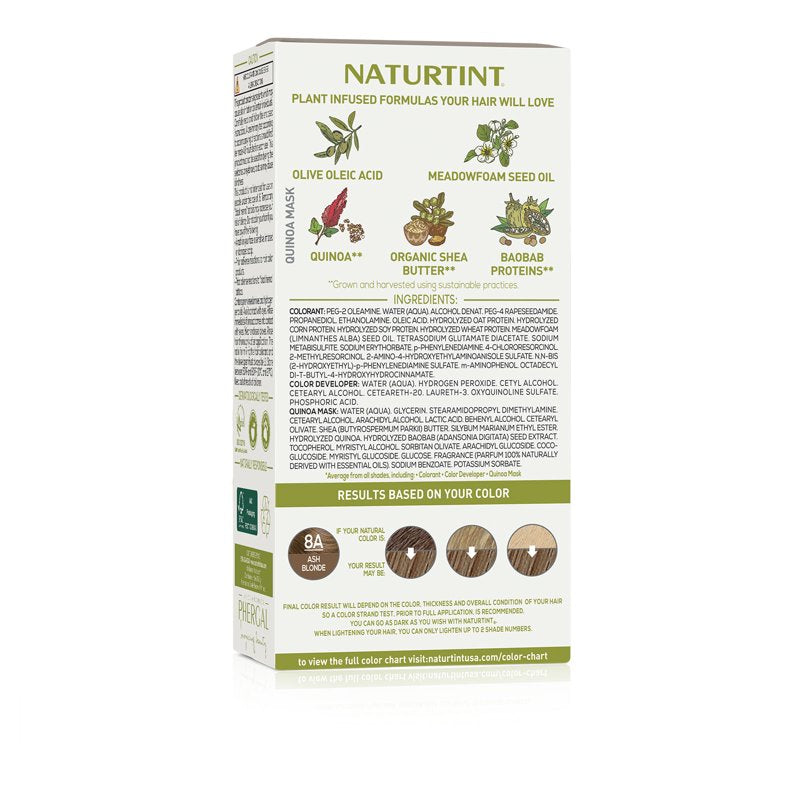 Naturtint 8A Ash Blonde Permanent Hair Color - 2 Pack, Vegan & Natural