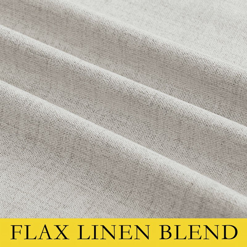 Blackout Linen Curtains for Bedroom Energy Saving Noise Reducing Grommet Drapes