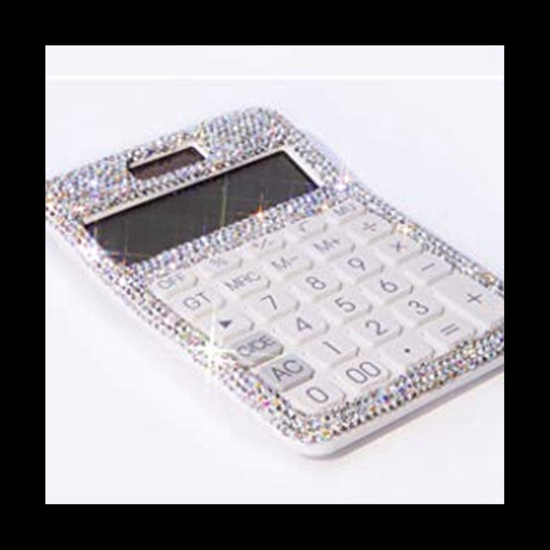 Dazzling Rhinestone 12-Digit Solar & Battery Power LCD Calculator for Office & School
