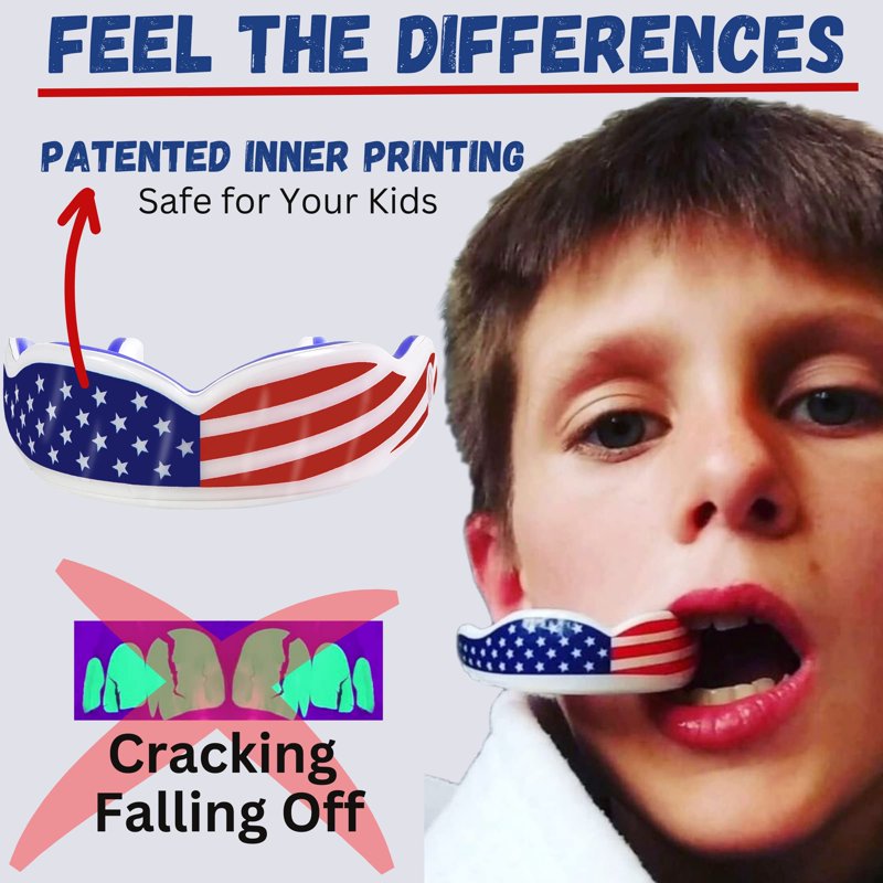 Youth Sports Mouth Guard for Kids - Impact-Resistant, BPA-Free, USA Flag Design