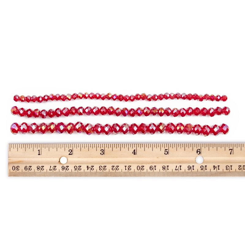 Red AB Glass Rondelle Beads 3 Strand Jewelry Making Supplies 4/6/8mm - 88 Pieces