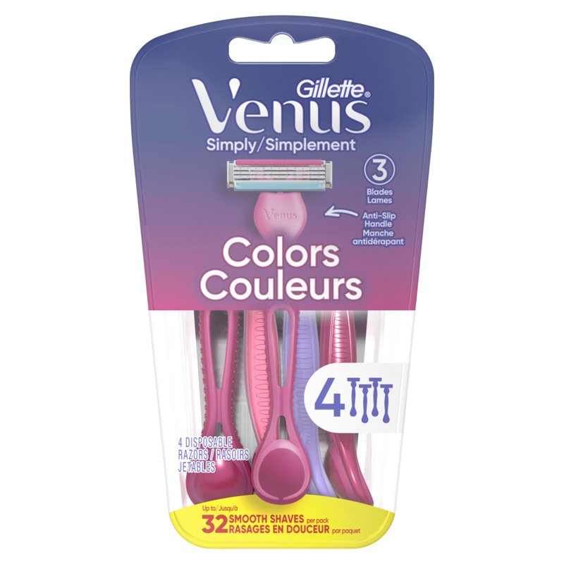 Disposable Women's Razor Set - Multi-Color, 3 Blades, Soft Grip Handles