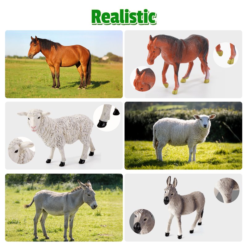 Farm Animal Playset with Figurines, Fences & Accessories for Kids — Educational 56 PCS