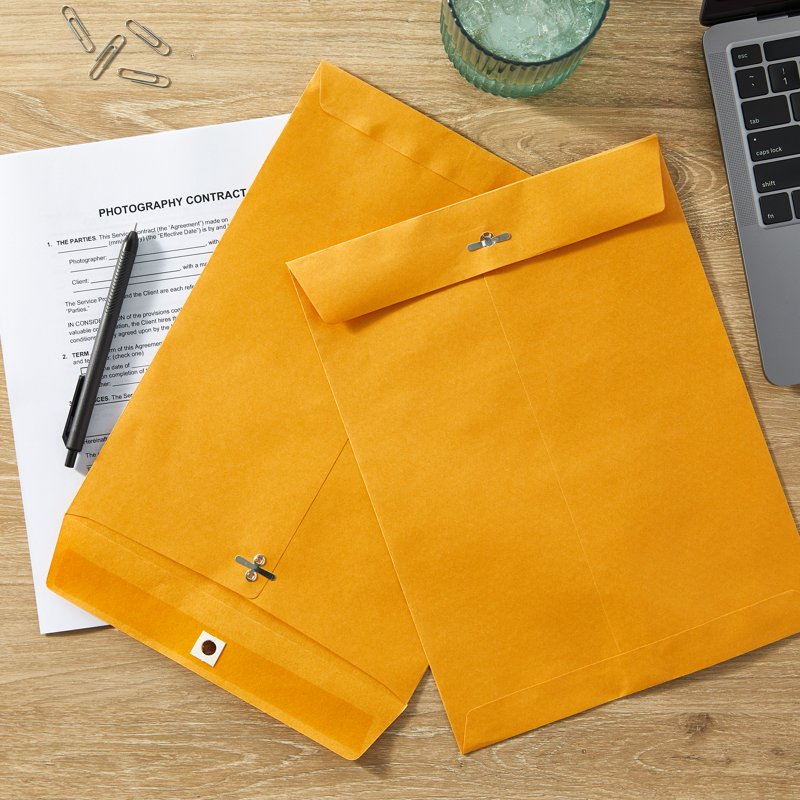 9x12 Inch Kraft Clasp Envelopes - Bulk Pack of 100 for Office & Home