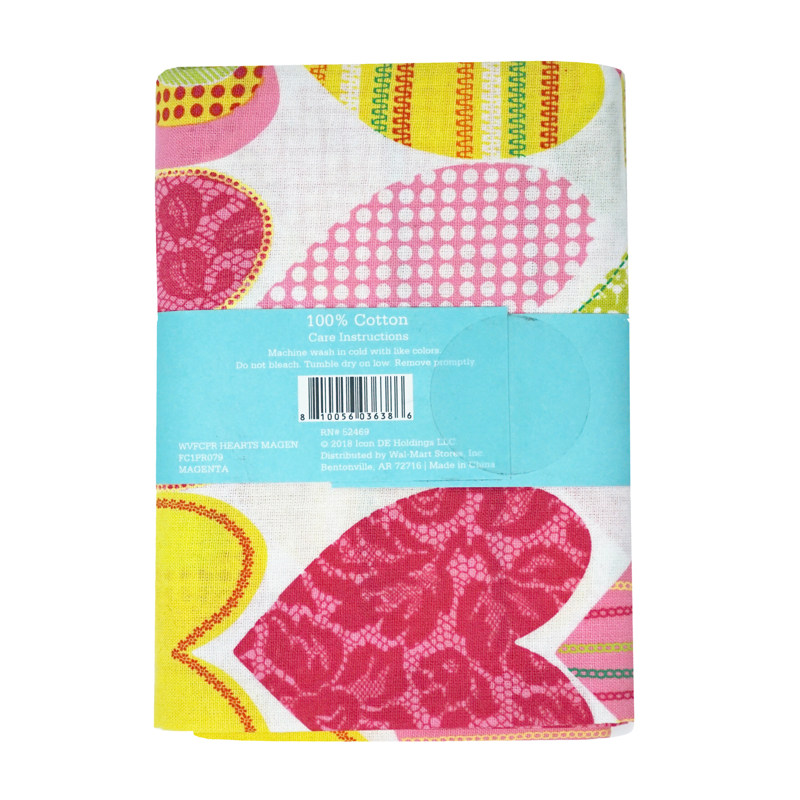(2 Pack) Waverly Inspirations Cotton Fabric Hearts Magenta for Quilting & Sewing, 44" Wide