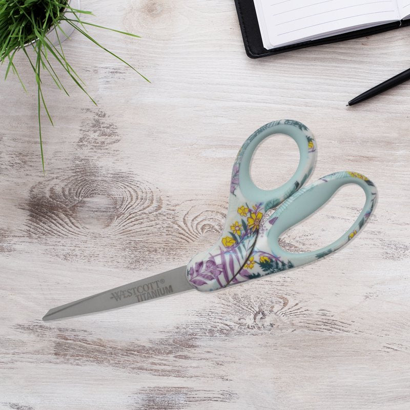 Fashion Scissors 8" Titanium Bonded Bent Floral - Westcott for Crafting & Sewing