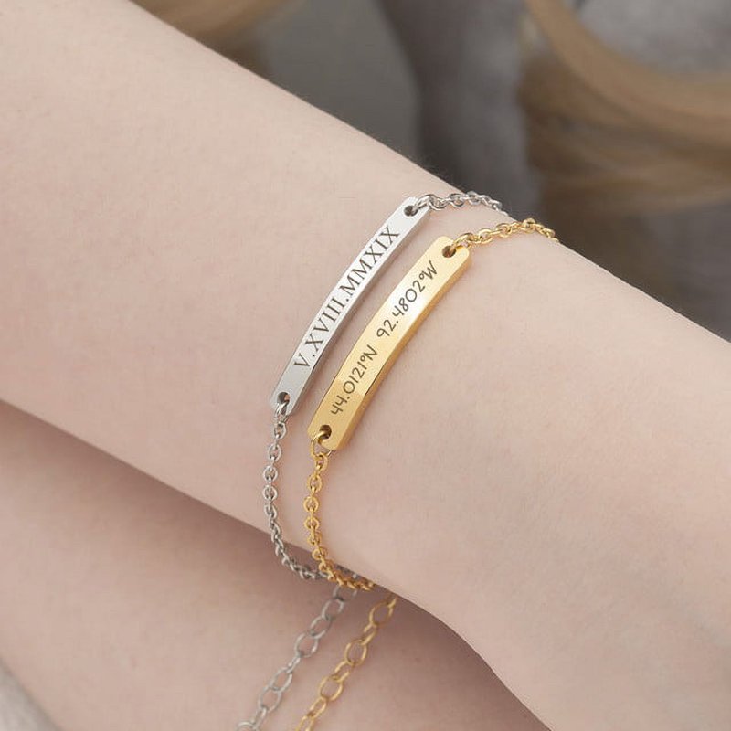 Personalized Bar Bracelet - Custom Engraved Name & Friendship Jewelry