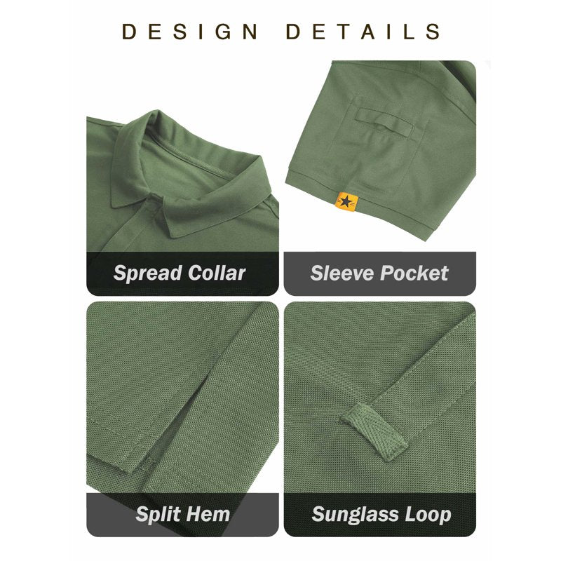 Speedrun 5-Pack Men’s Polo Shirts Short Sleeve Moisture-Wicking Casual Collared Shirts – Size L, Dark Blue / Wine Red / Black / Green / Dark Gray