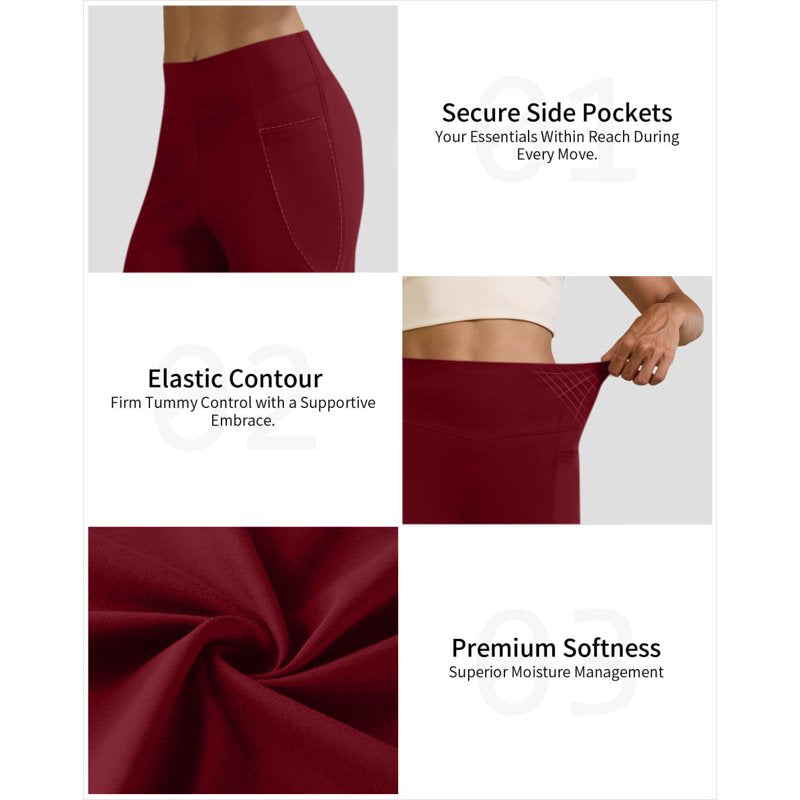 Women’s High Waist Yoga Pants with Pockets - Casual Gym Trousers, Elastic Solid Bottoms