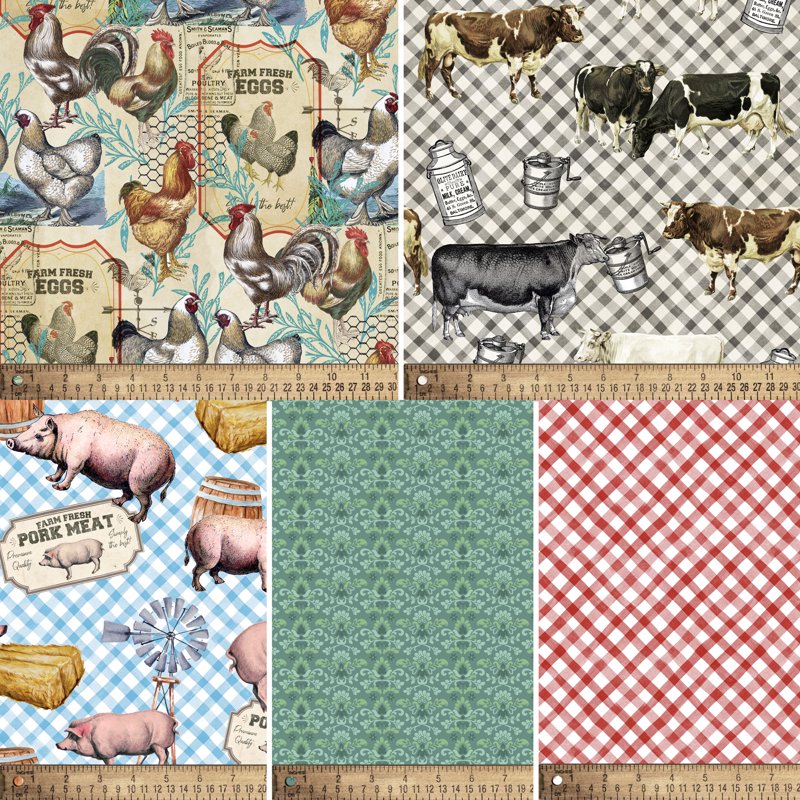 Cotton Fabric Fat-Quarter Bundle 18x21 Inches - Multi-Color for Quilting & Sewing, 5 Pieces