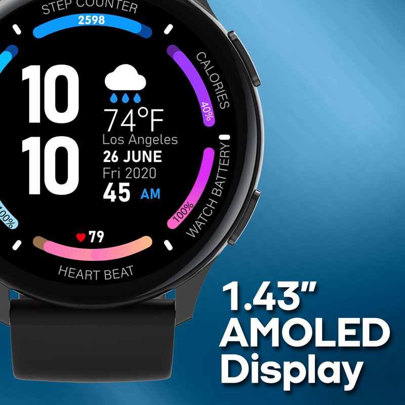 Smartwatch with Call Function, Heart Rate Monitor, 1.43" AMOLED Display, Waterproof, Fitness Tracking