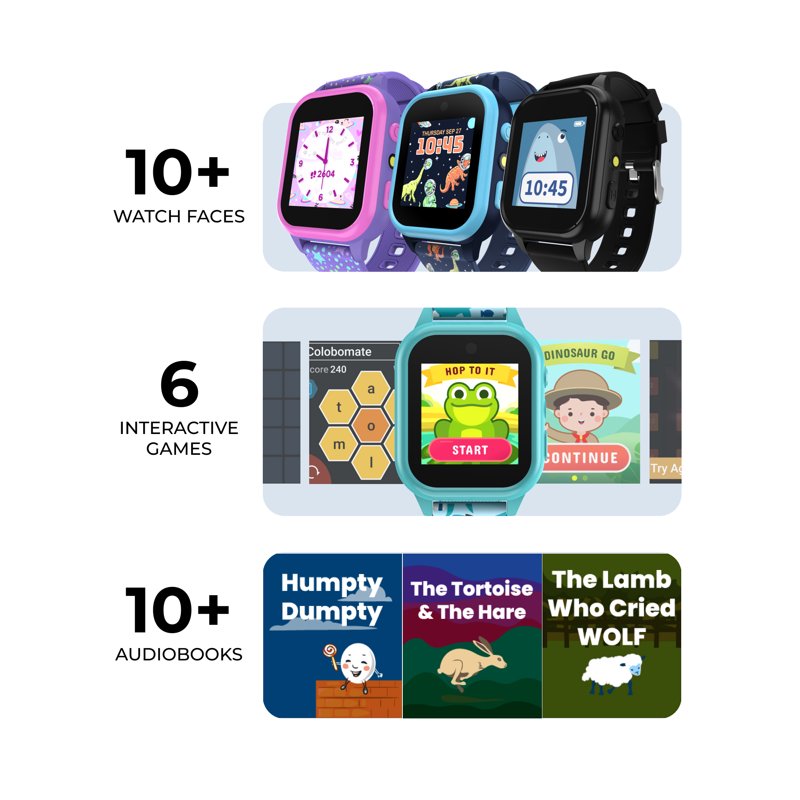 Kids Smartwatch with Camera, Audiobooks, Games, Waterproof - Blue
