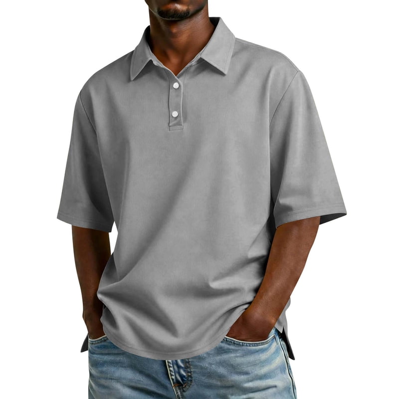 Men's Classic Fit Short Sleeve Polo Shirt with Dual Tipped Collar