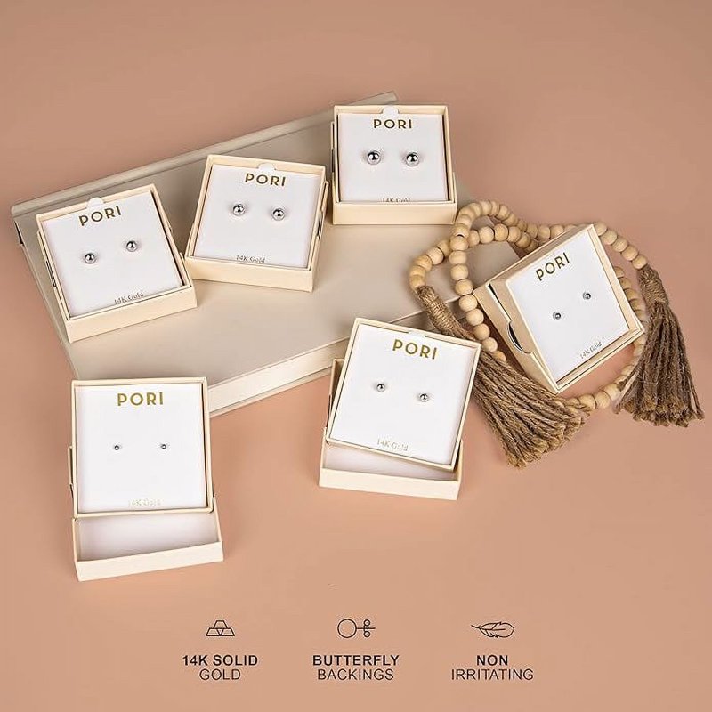 Premium 14K Gold Ball Stud Earrings for Women - Hypoallergenic & Elegant