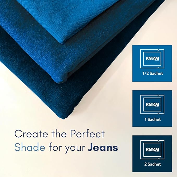 Fabric Dye Kit for Clothes - Permanent Jeans Blue Dye with Fixer, 5 Sachets