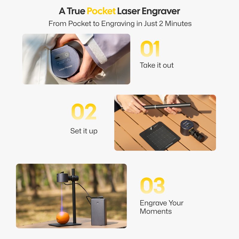 Portable Laser Engraving Machine for DIY Crafts Wood Leather Leather