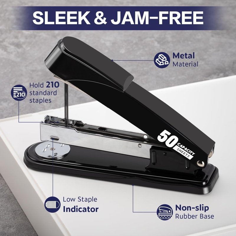 Heavy Duty Stapler for 50 Sheets with Staples and Remover – No Jam Office Stapler