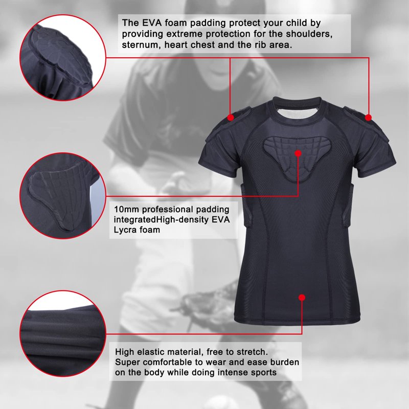 Youth Padded Football Rib Protector Chest Guard for Rugby Baseball Soccer