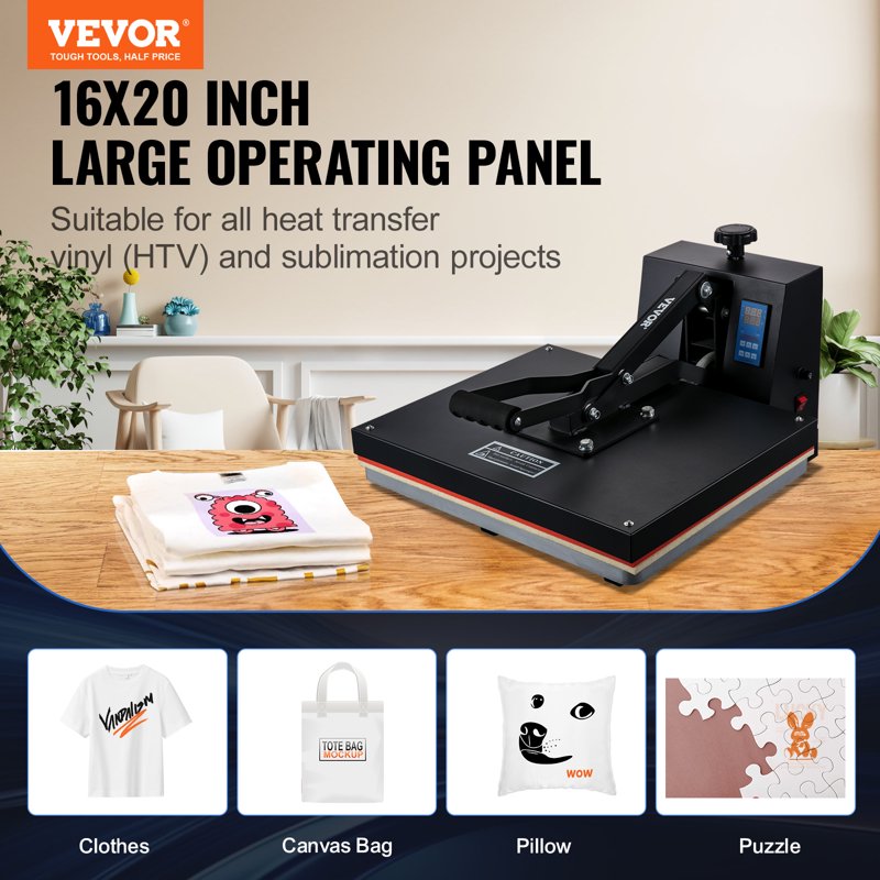 16x20 Heat Press Machine 1700W for T-Shirts & Sublimation Transfers