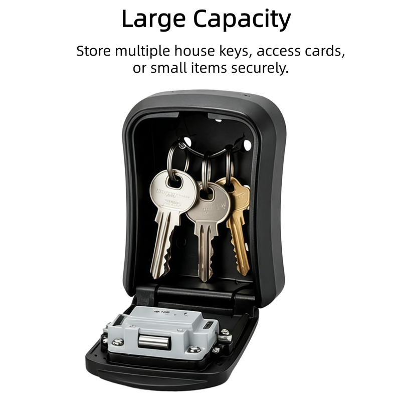Portable Key Safe Lock Box with Resettable 4-Digit Code - Wall Mount or Hanging Storage for House Keys