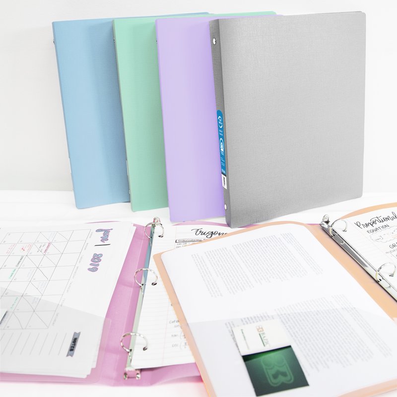3-Ring Poly Binder Organizer with Pastel Colors, 1 Inch, Holds 175 Sheets