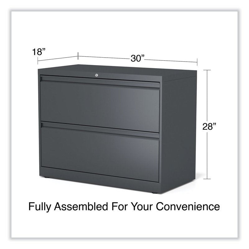 Alera 2-Drawer Lateral File Cabinet with Anti-Tip System - Charcoal, Black, Gray, Putty